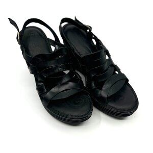 BORN Women's Black Genesis Wedge Sandals Size 9